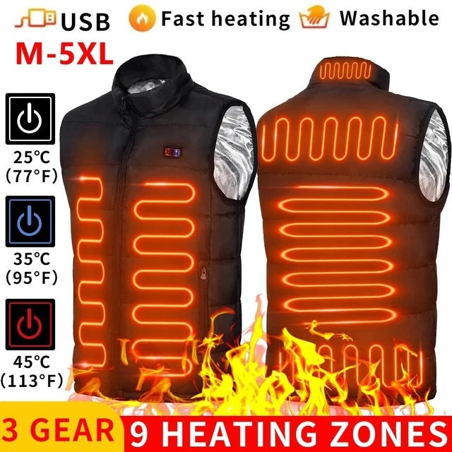 Men's Thickened 9-piece Heating Vest Self-heating Vest Plus Size Casual Vest - cas7m