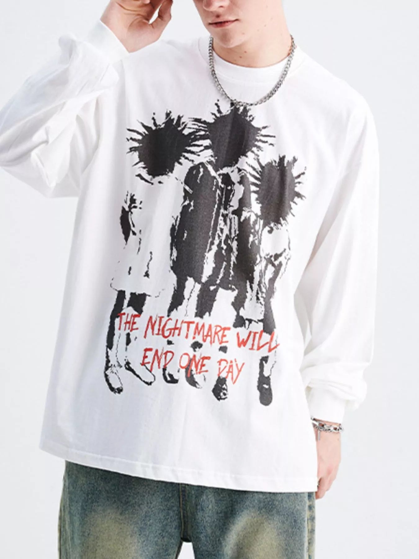 Men's Plus Size Graphic Long Sleeve T-Shirt - cas7m