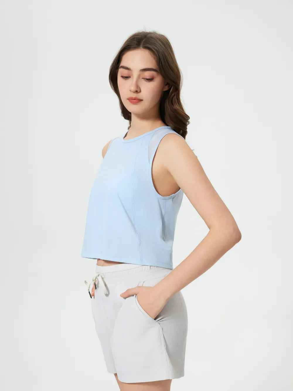 Millennia Round Neck Cropped Active Tank - cas7m