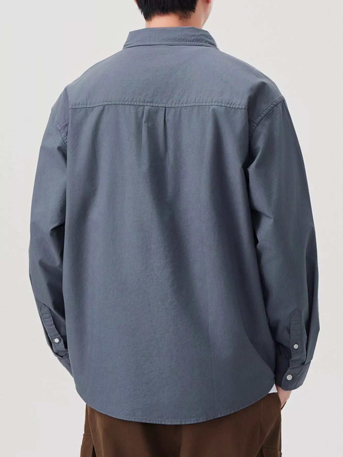 Men's Plus Size Button Up Long Sleeve Shirt - cas7m