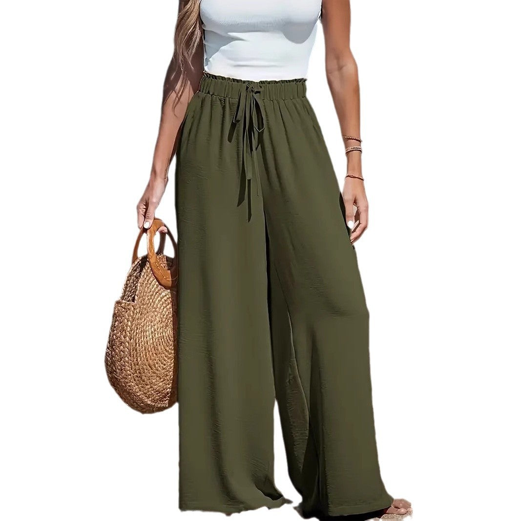 Women's Drawstring Loose Casual Wide-leg Trousers - cas7m