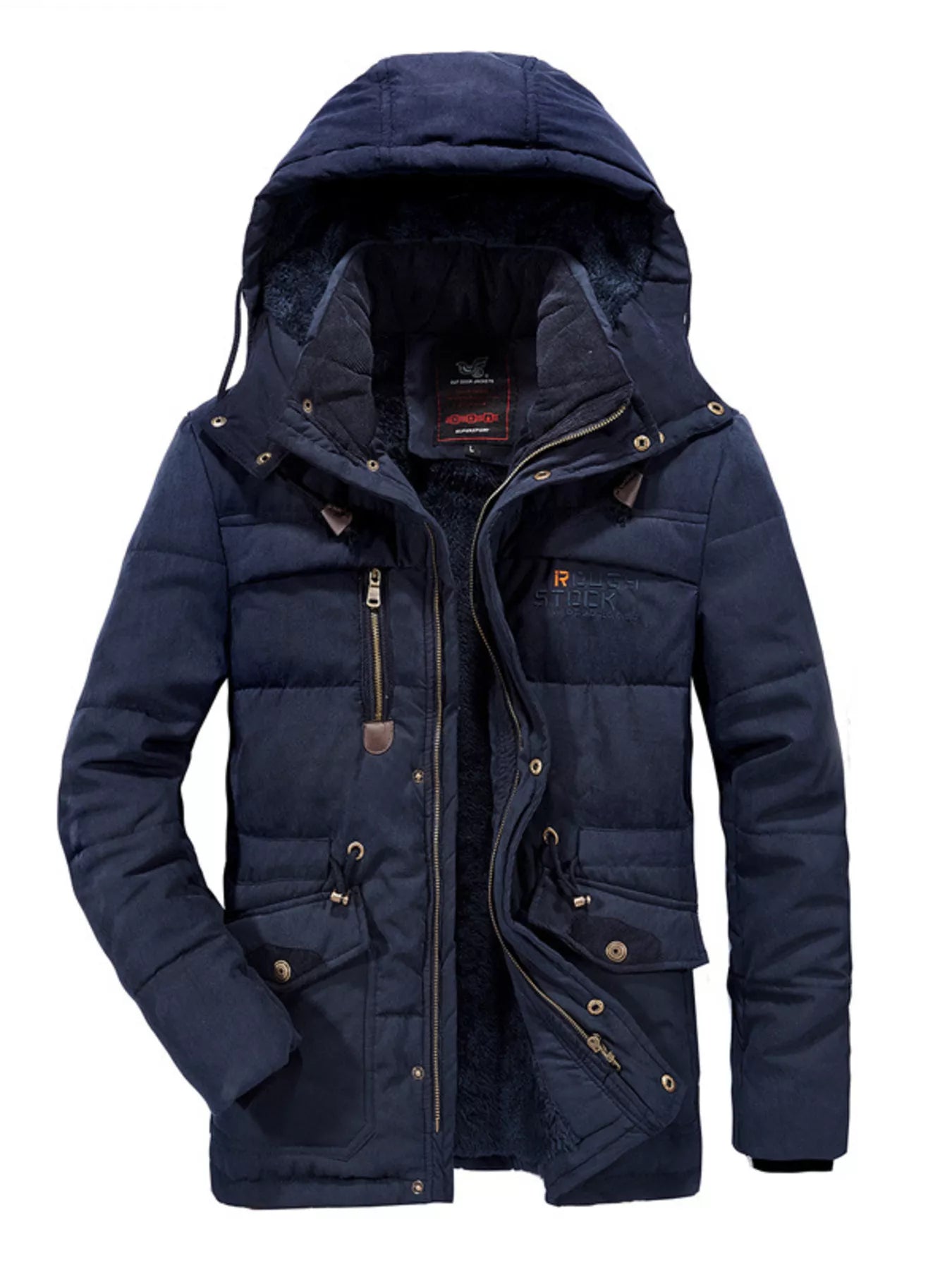 Men's Plus Size Hooded Zip Up Parka Coat - cas7m