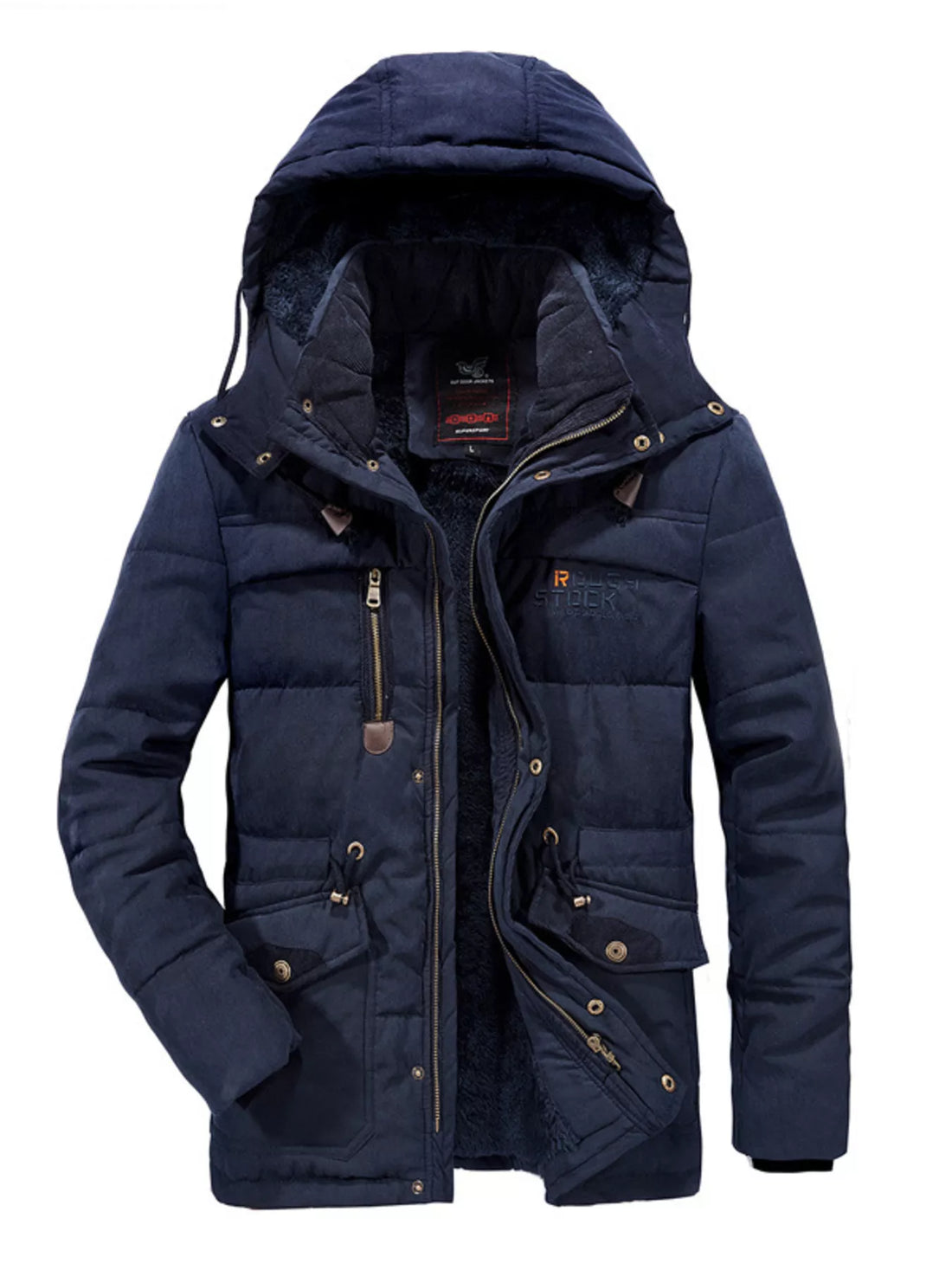 Men's Plus Size Hooded Zip Up Parka Coat - cas7m
