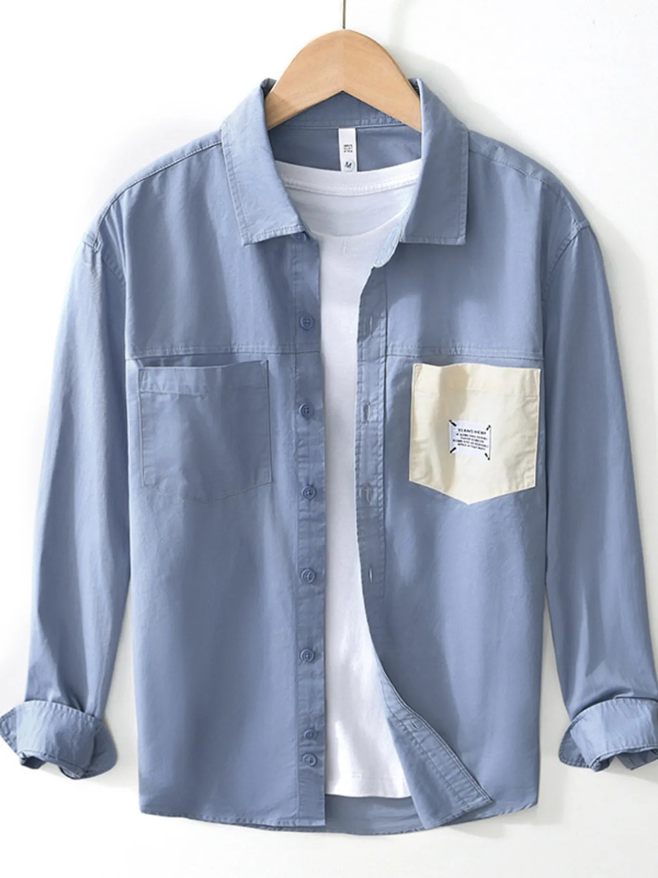 Men's Plus Size Button Up Long Sleeve Shirt - cas7m