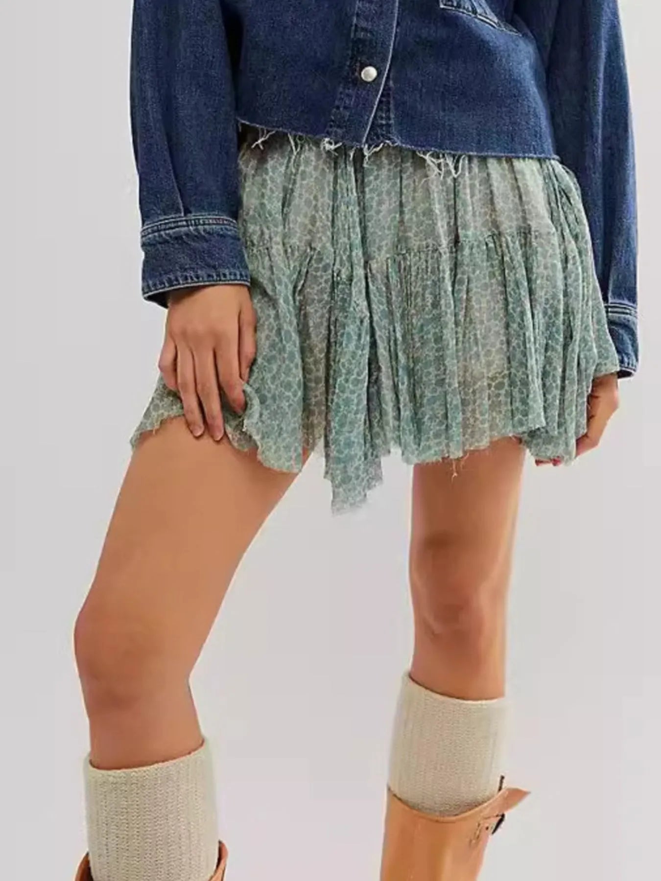 Floral Print Mini Skirt - cas7m
