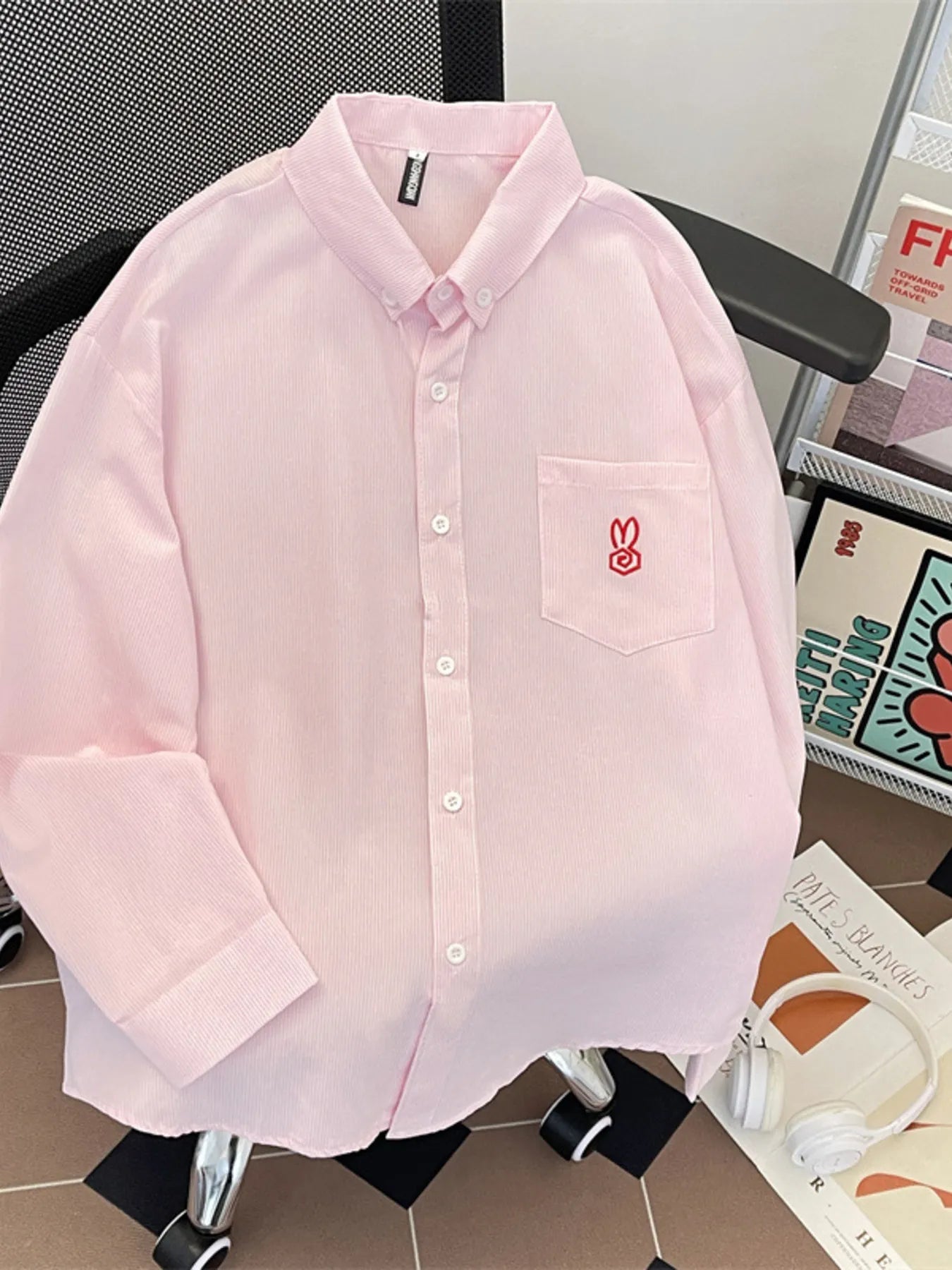 Men's Plus Size Button Up Long Sleeve Shirt - cas7m