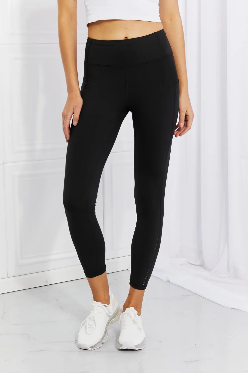 Leggings Depot Full Size Strengthen and Lengthen Reflective Dot Active Leggings - cas7m
