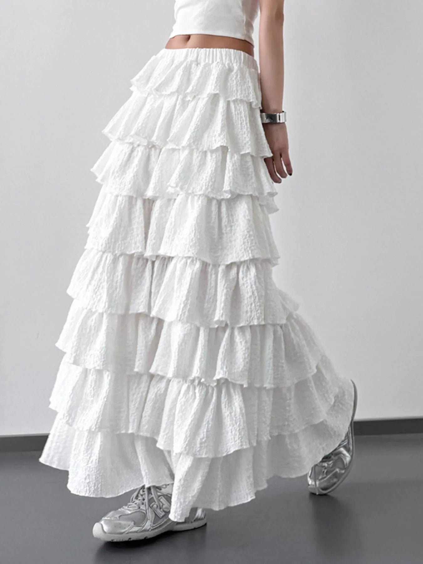 Ruffle Layered Maxi Skirt - cas7m