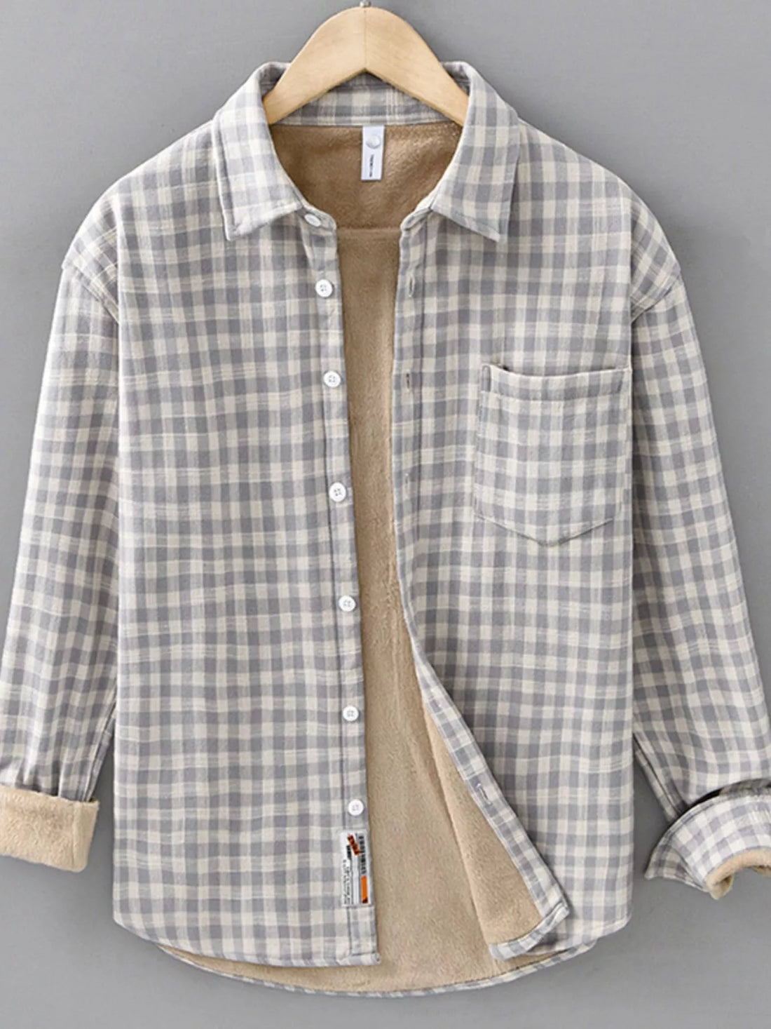 Men's Plus Size Plaid Casual Long Sleeve Shirt - cas7m