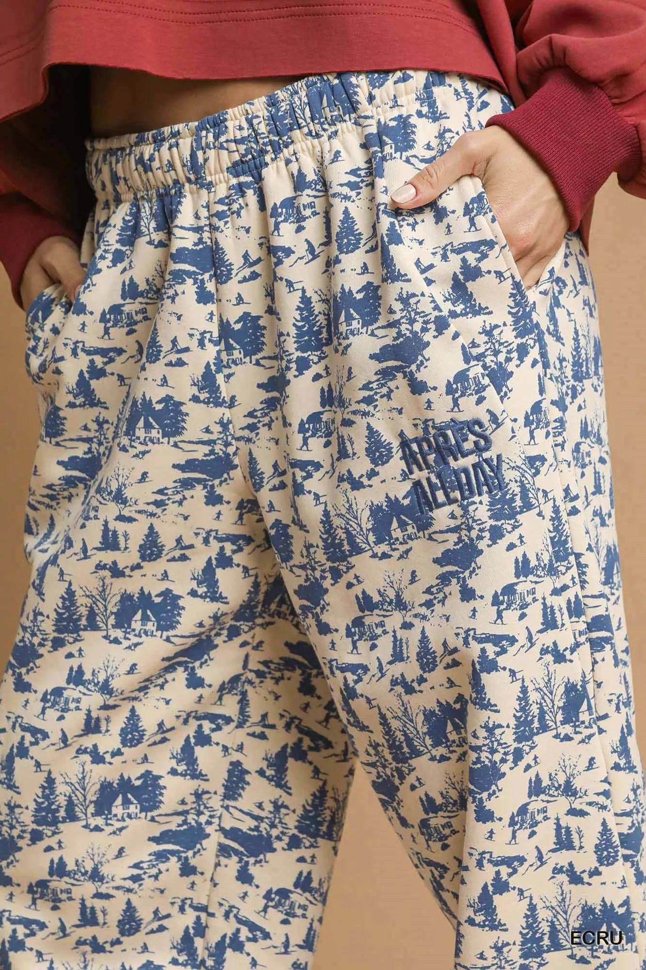 Umgee Scenic Print Casual Sweatpants - cas7m