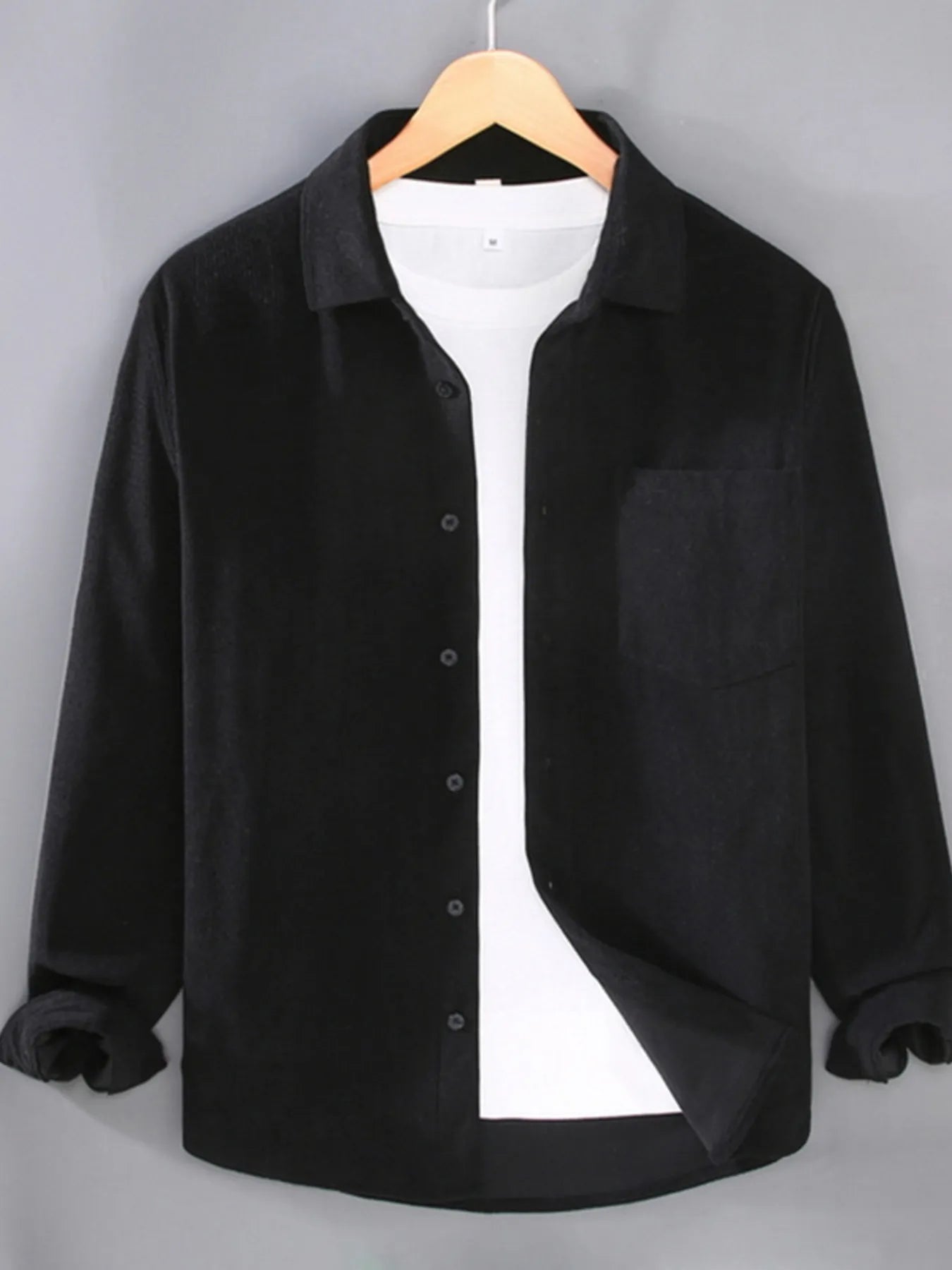 Men's Plus Size Button Up Long Sleeve Shirt - cas7m