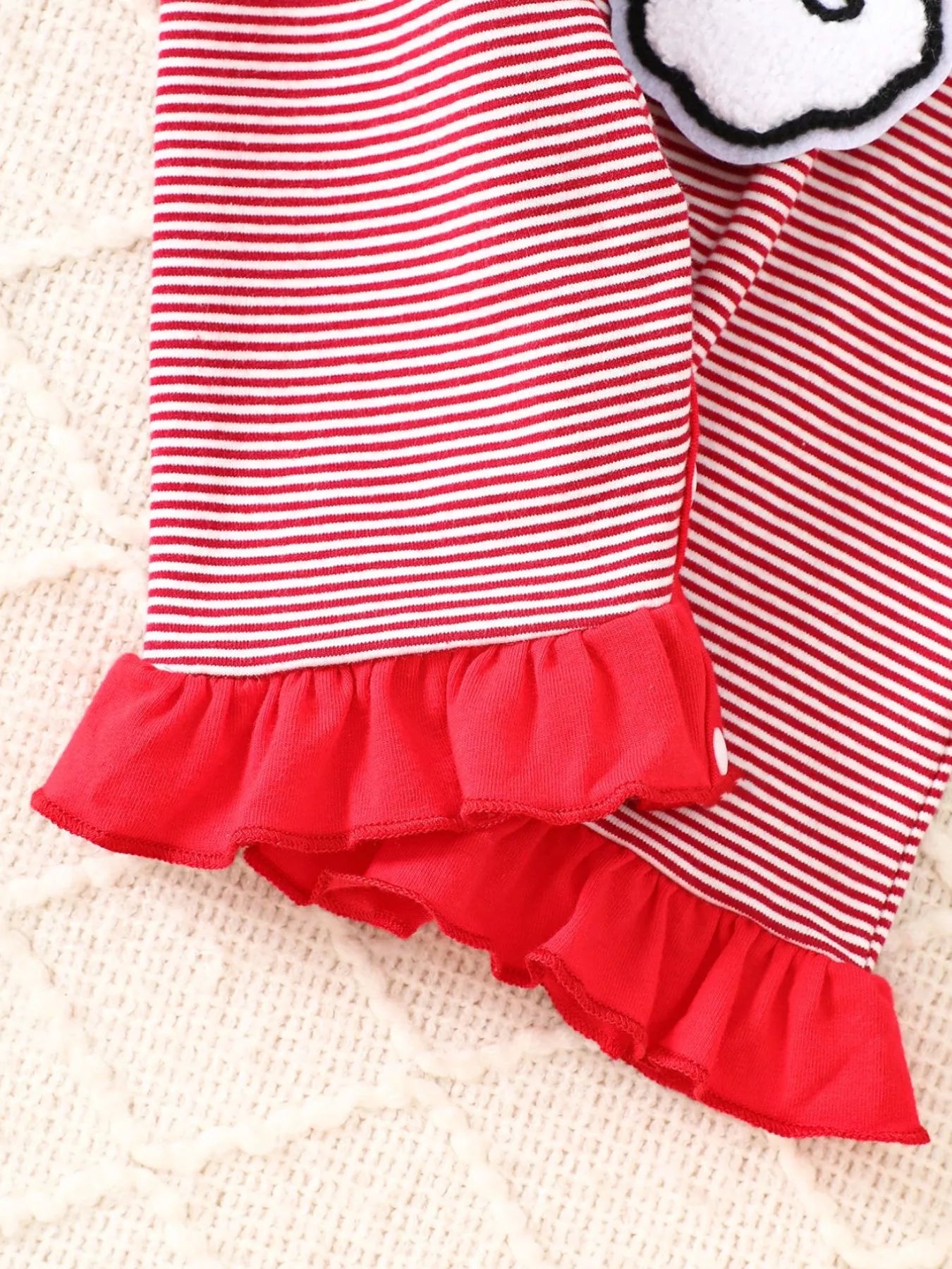 Children's Christmas-Themed Striped Snapped Legs Jumpsuit - cas7m