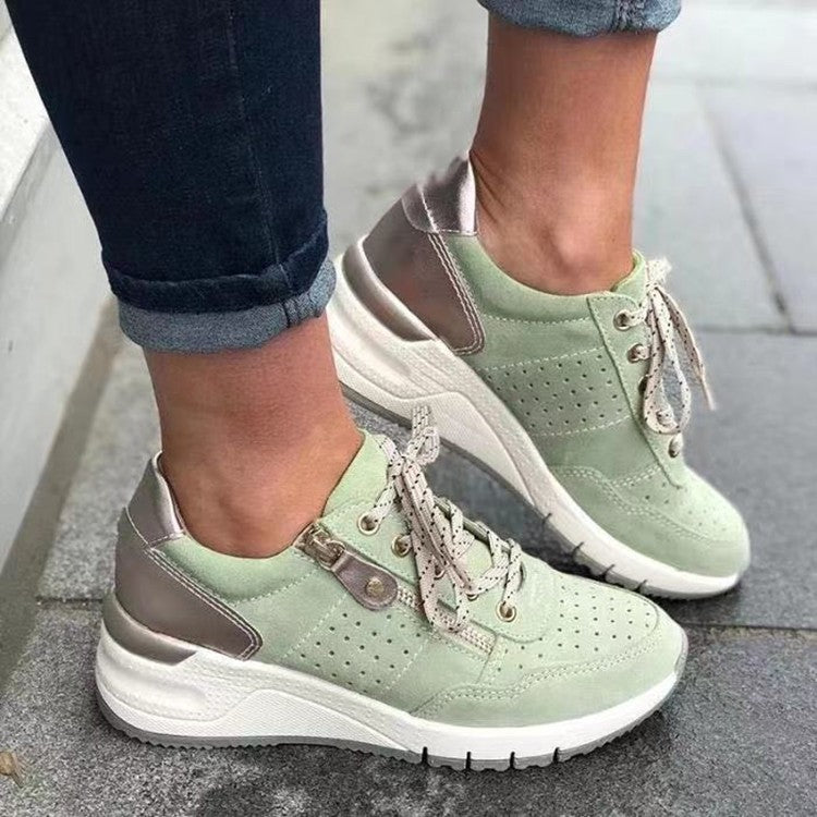 Fashion Lace-up Sneakers Women Cozy Tinck-soled Sports Shoes - cas7m