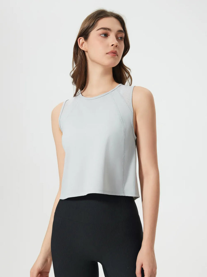 Millennia Round Neck Cropped Active Tank - cas7m