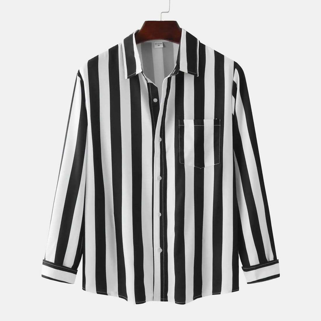 Men's Striped Button-Down Long Sleeve Shirt - cas7m