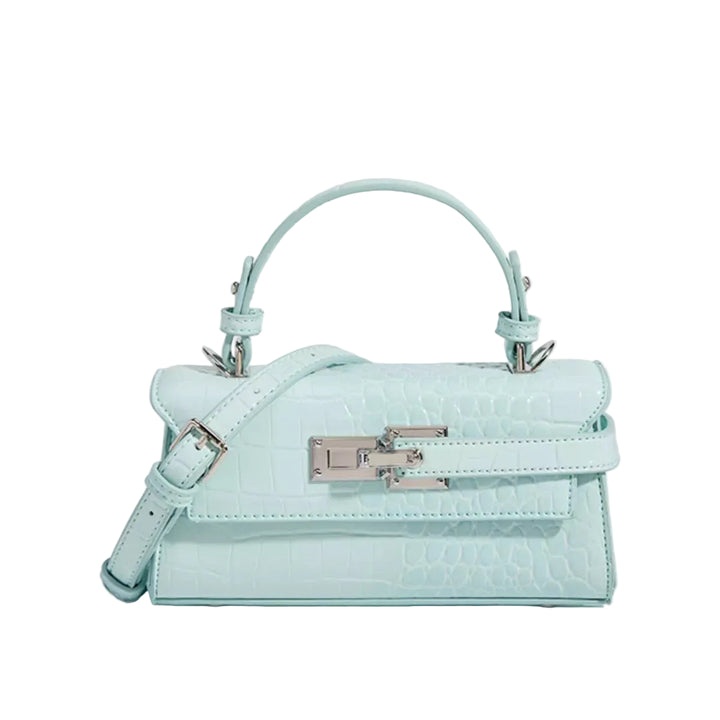 Crocodile Embossed Top Handle Crossbody Bag - cas7m