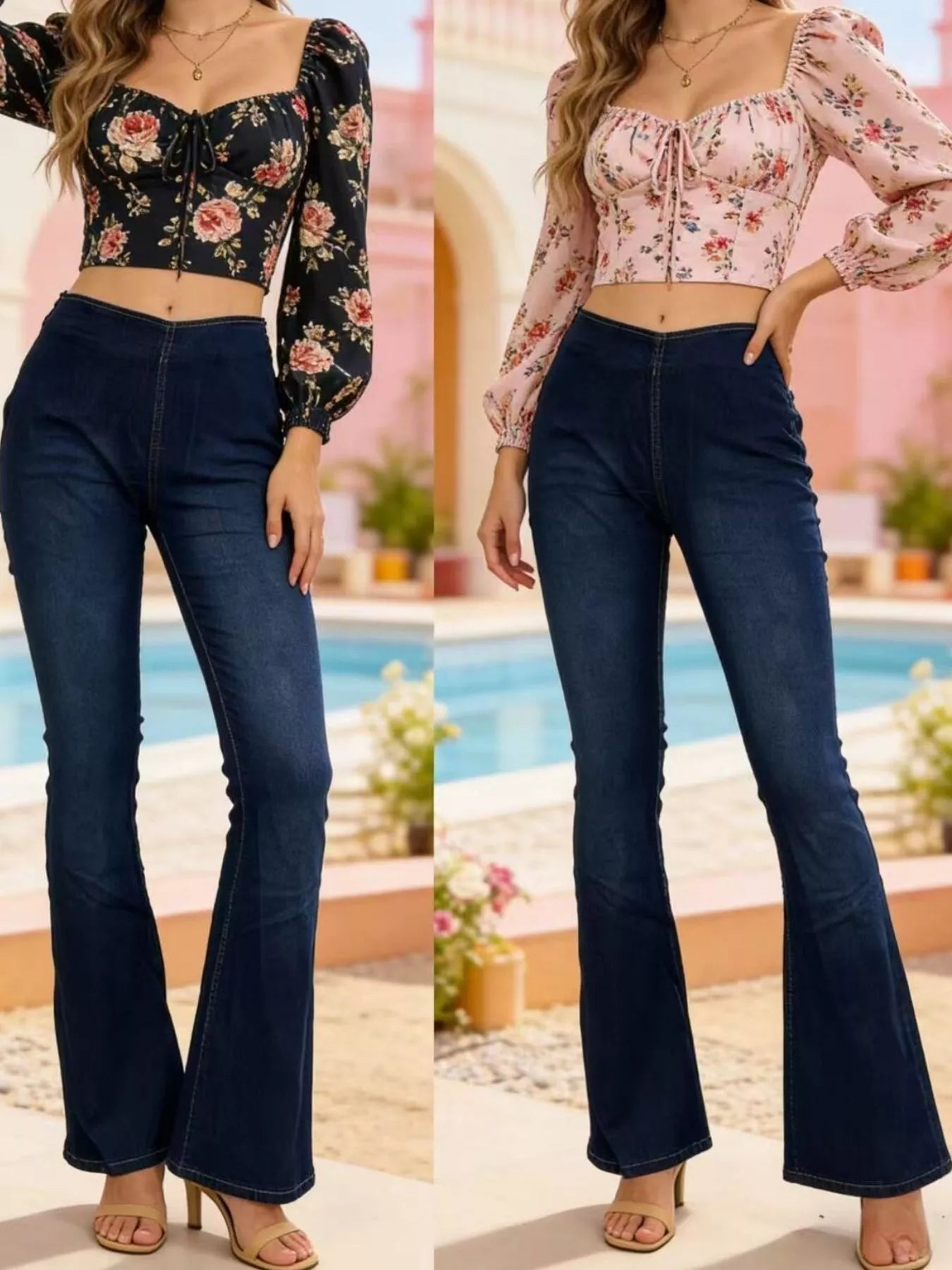High-Waisted Flare Jeans - cas7m