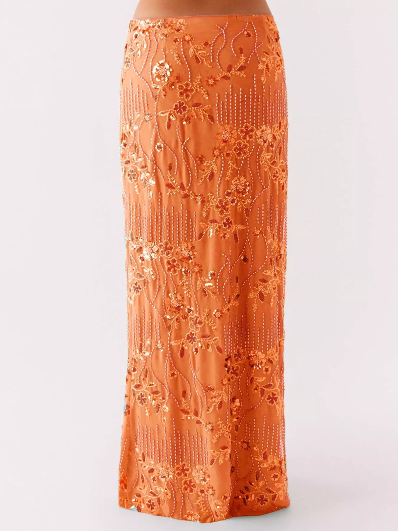 Sequin Embroidered Maxi Skirt - cas7m