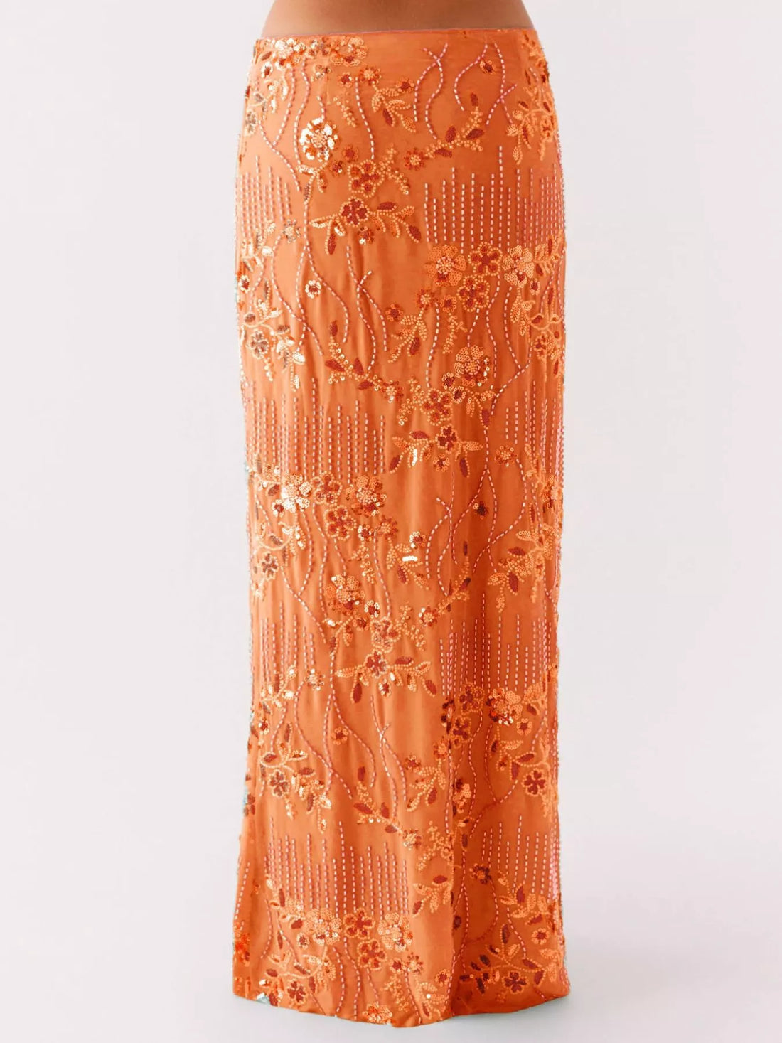 Sequin Embroidered Maxi Skirt - cas7m