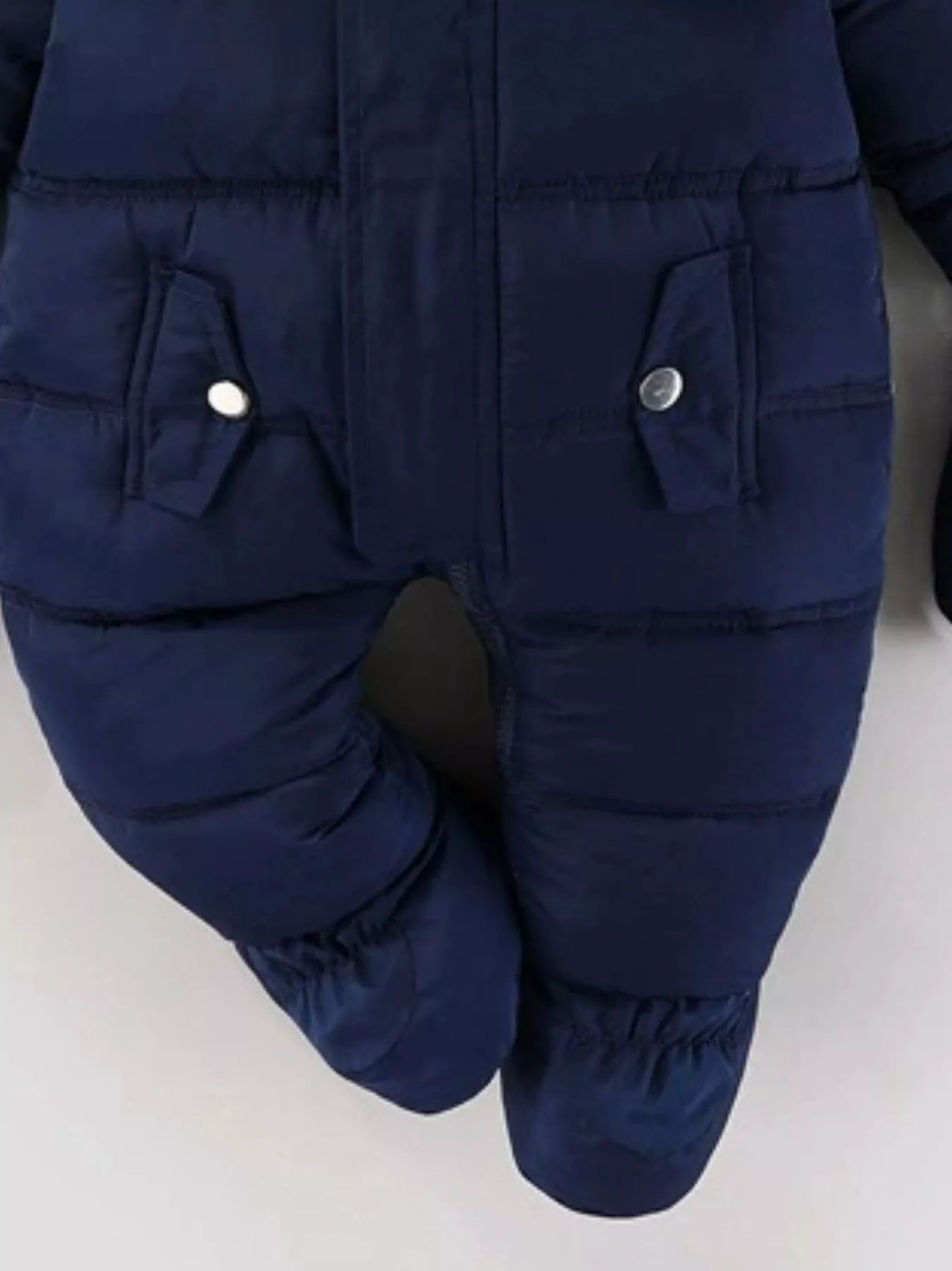 Children's Warm Padded One-Piece Snowsuit with Fur Hood - cas7m
