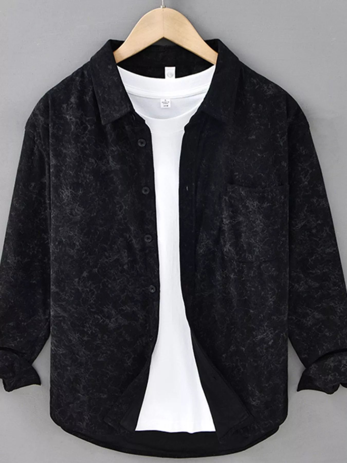 Men's Plus Size Button Up Long Sleeve Shirt - cas7m
