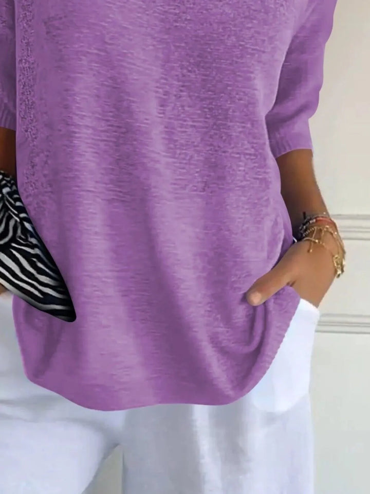 Full Size Relaxed Fit Ribbed Hem Sweater Plus Size - cas7m