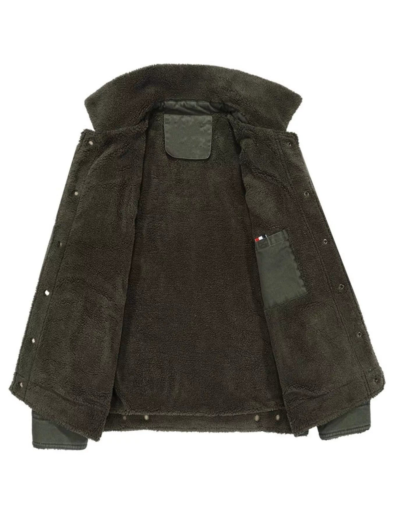 Men's Plus Size Solid Color Sherpa Lined Jacket - cas7m