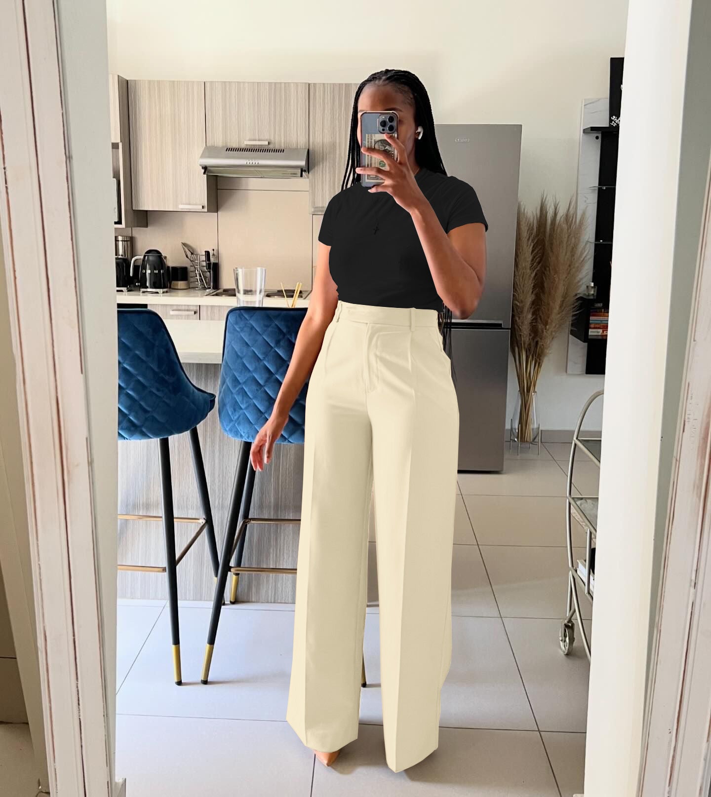 Women's High Waist Straight-leg Wide-leg Pants - cas7m