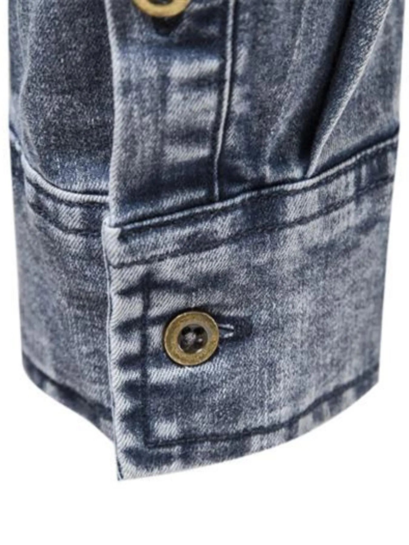 Men's Button Up Long Sleeve Denim Shirt - cas7m