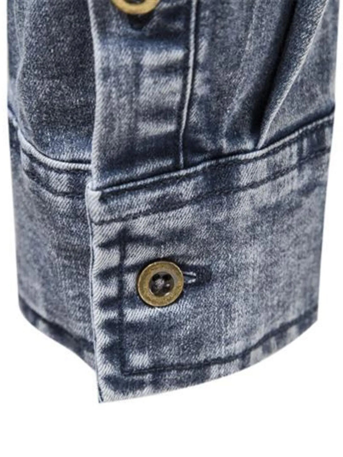 Men's Button Up Long Sleeve Denim Shirt - cas7m