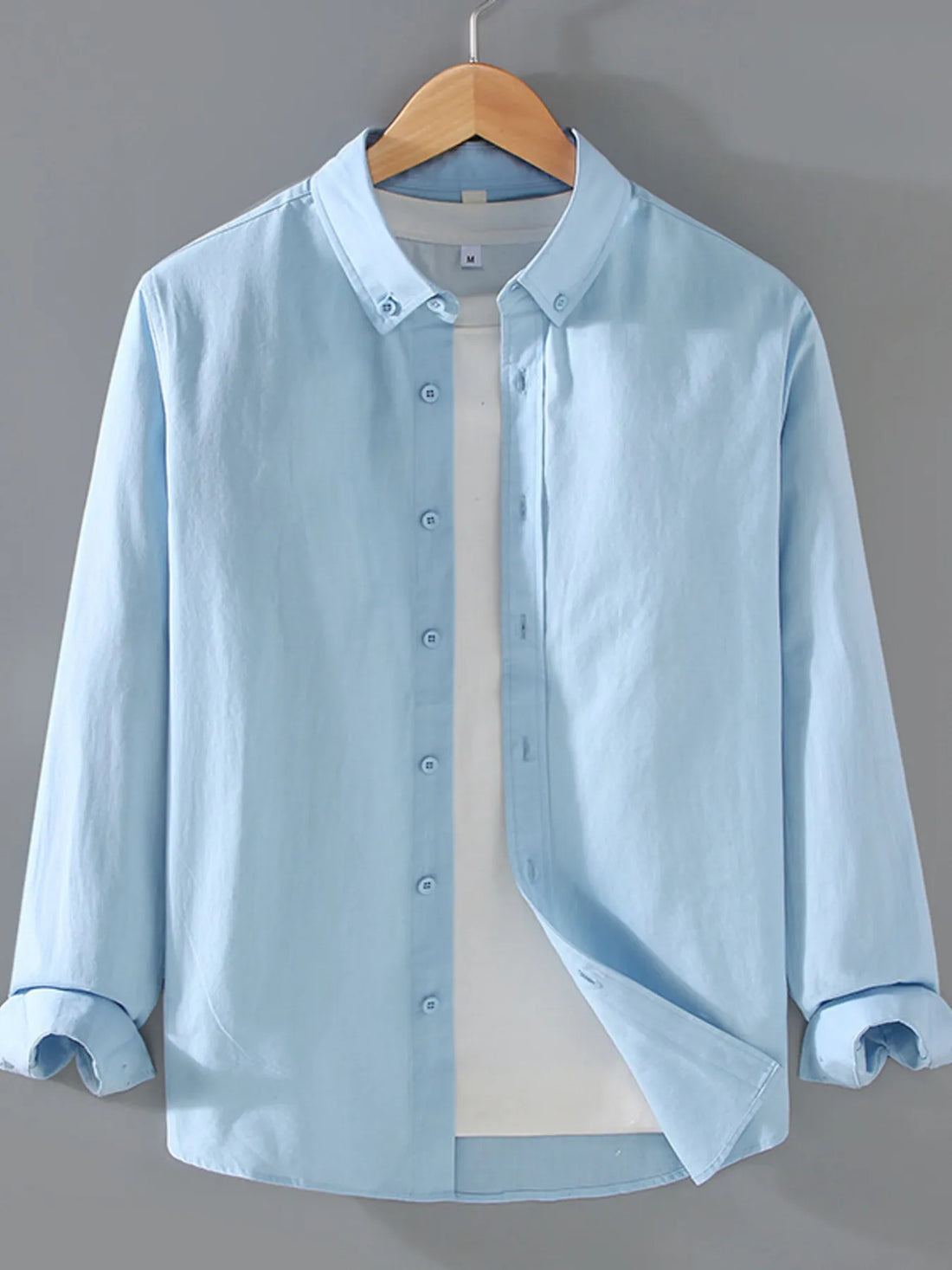 Men's Plus Size Button Up Long Sleeve Shirt - cas7m