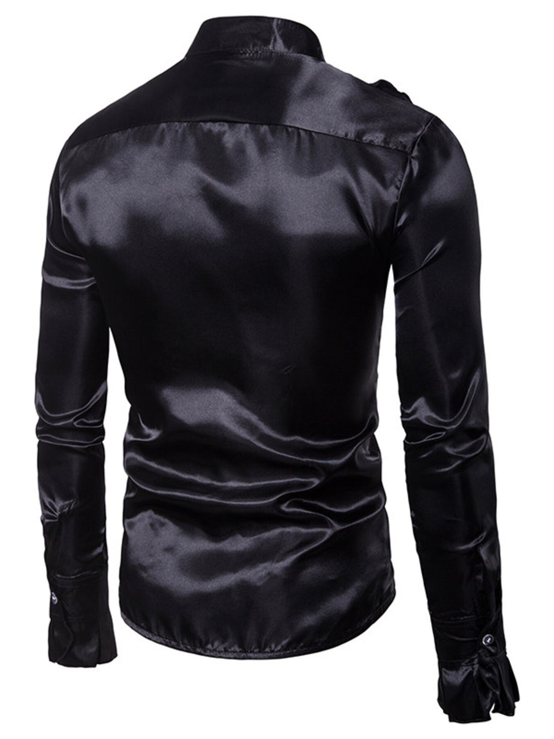Men's Ruffle Front Long Sleeve Shirt - cas7m