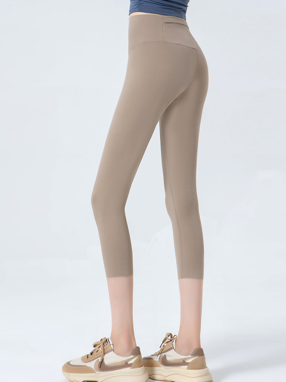 Wide Waistband Cropped Sports Leggings - cas7m
