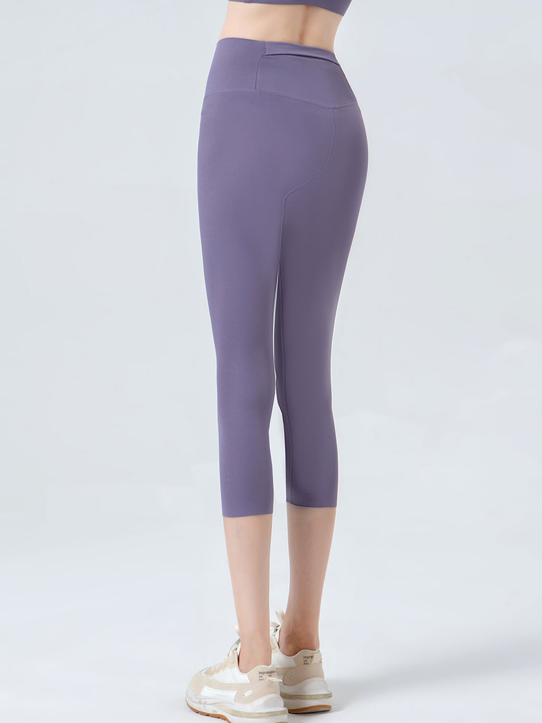 Wide Waistband Cropped Sports Leggings - cas7m