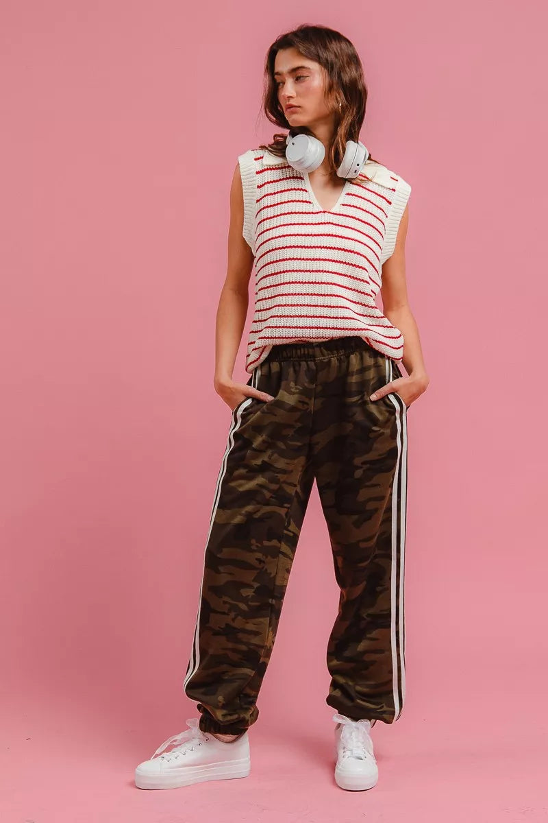 BiBi Side Lines Camouflage Track Pants - cas7m
