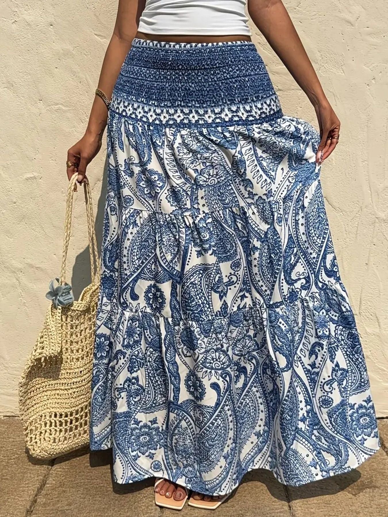 Paisley Print Maxi Skirt - cas7m