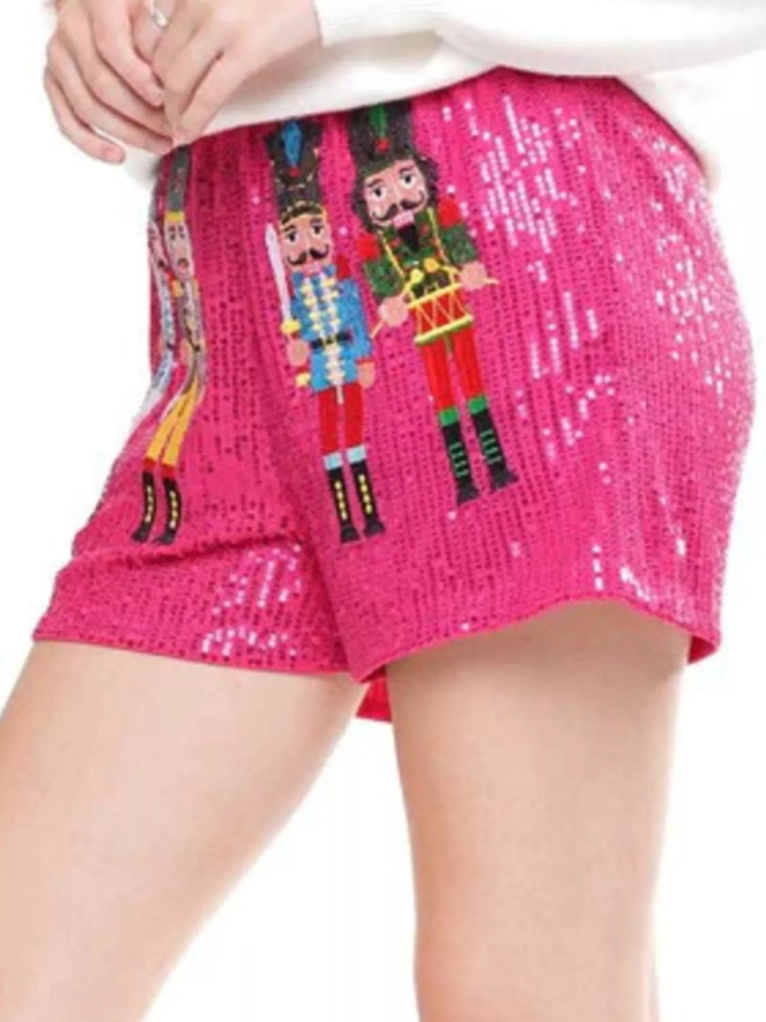 Christmas Sequined Nutcracker Shorts - cas7m