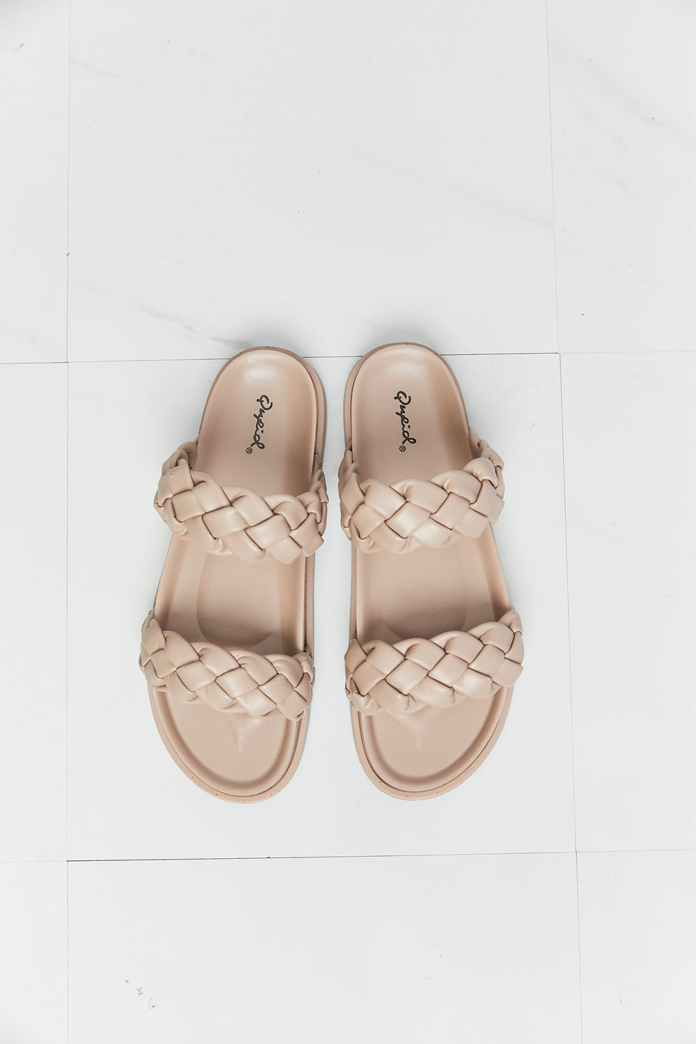 Qupid Braided Open Toe Slippers - cas7m