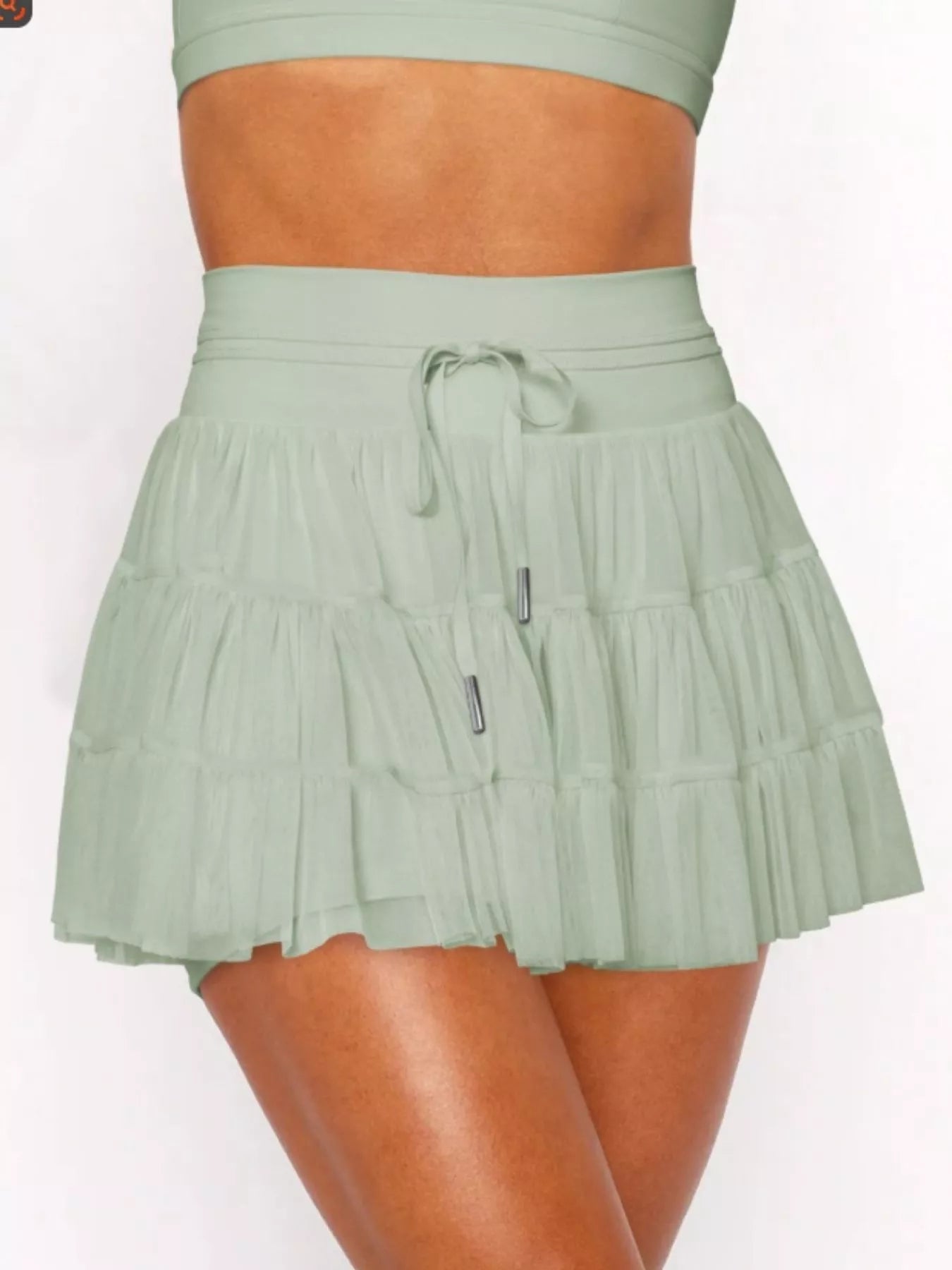 Tiered Skort with Drawstring - cas7m