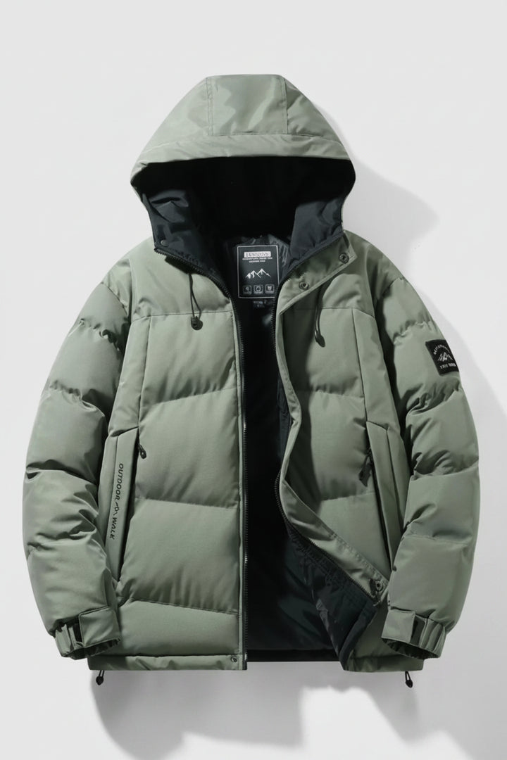 Men's Full Size Outdoor Padded Hooded Puffer Jacket Plus Size - cas7m