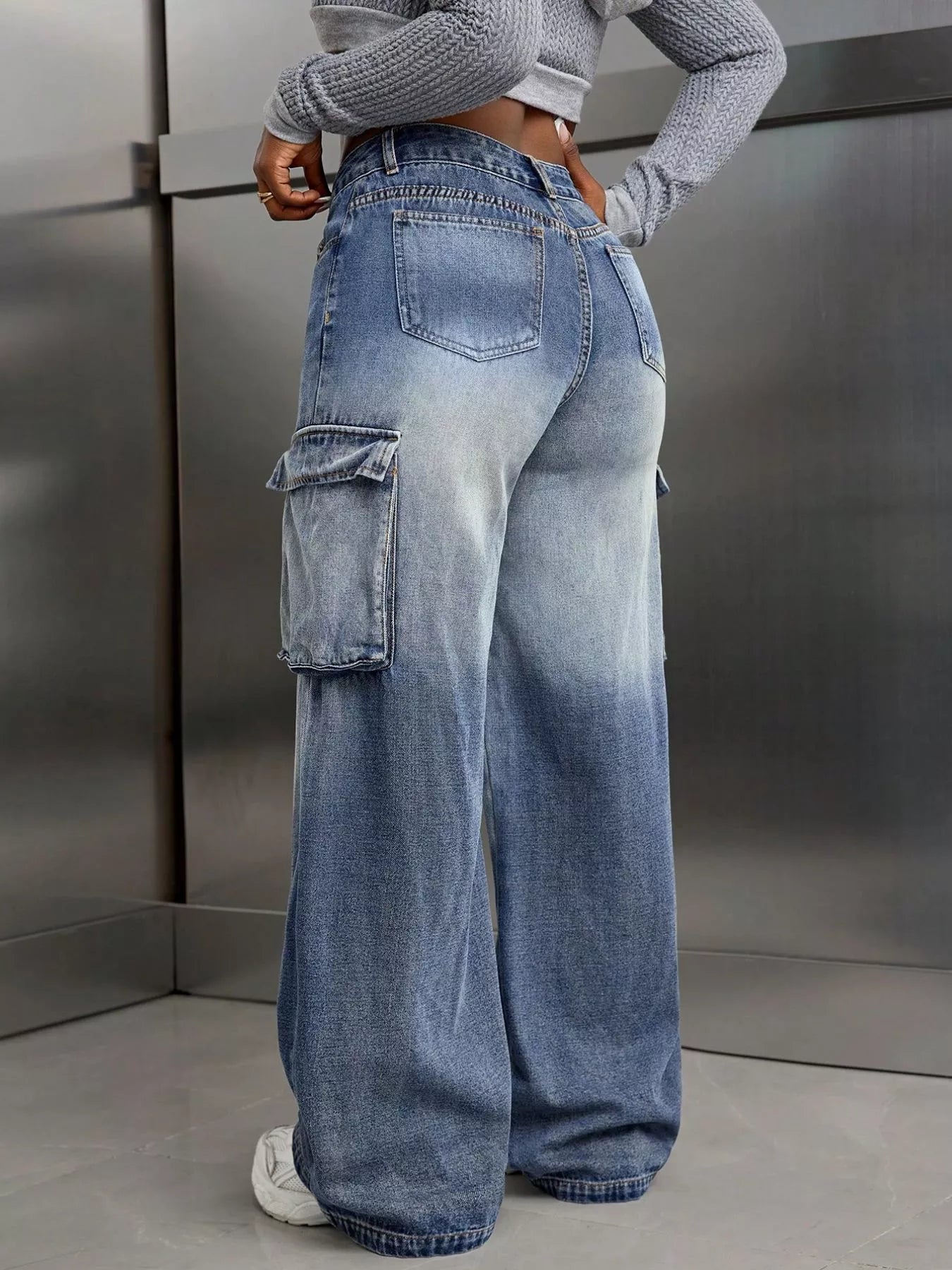 Vintage Wide Leg Cargo Jeans - cas7m