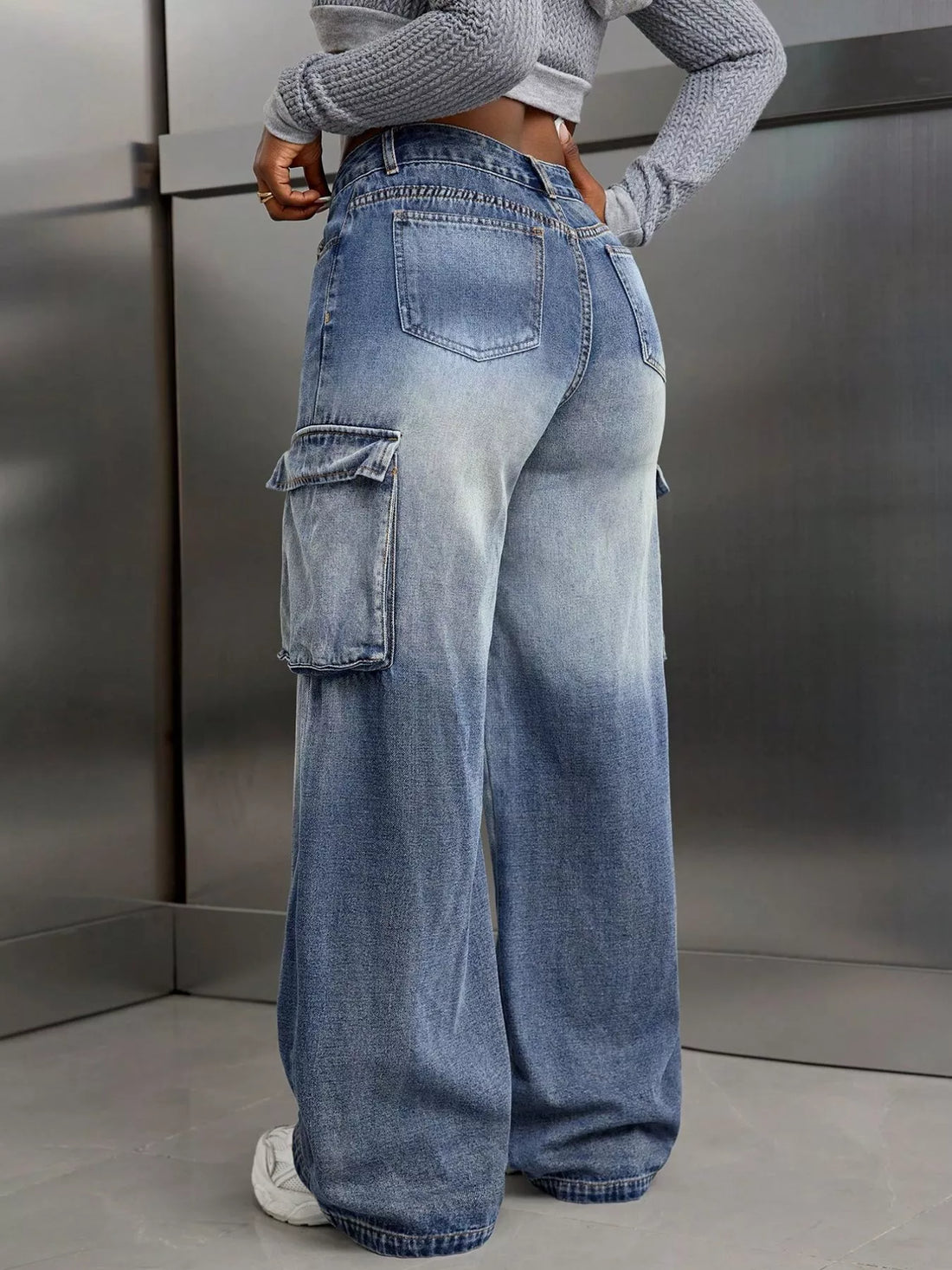 Vintage Wide Leg Cargo Jeans - cas7m