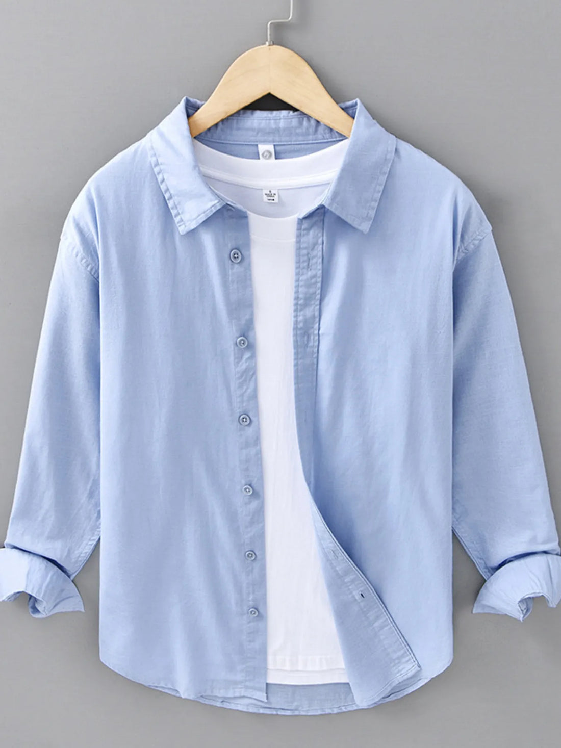 Men's Plus Size Button Up Long Sleeve Shirt - cas7m