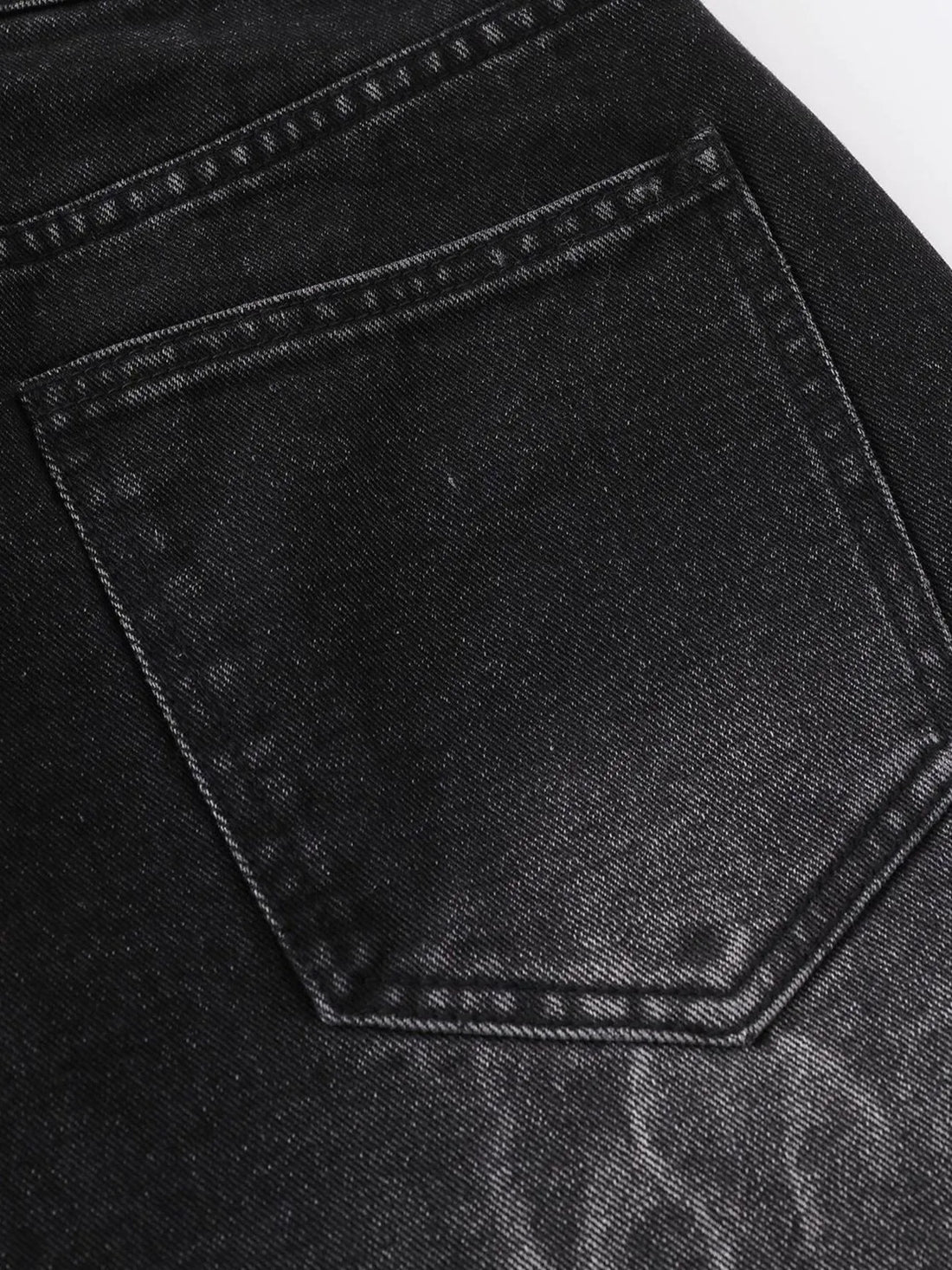Men's Distressed Denim Shorts with Plaid Patches - cas7m