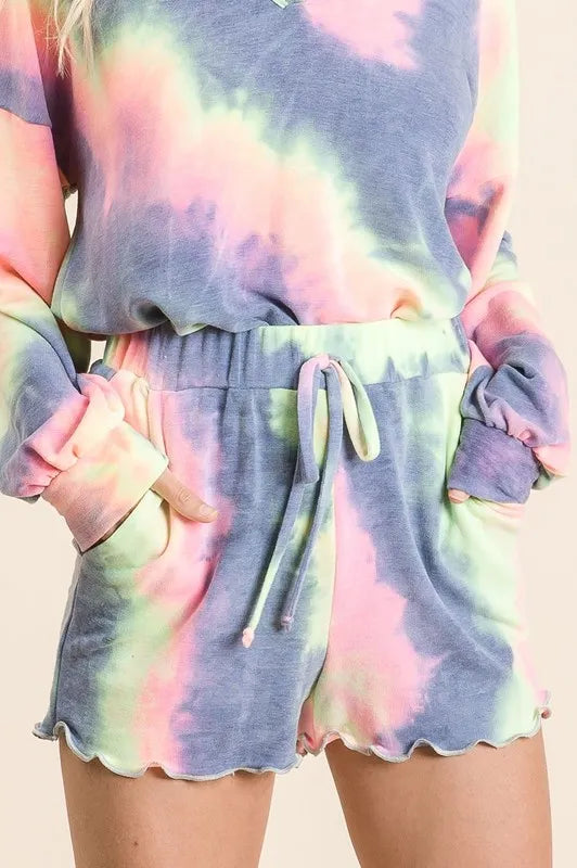 BiBi Tie Dye French Terry Shorts and Curly Edge - cas7m