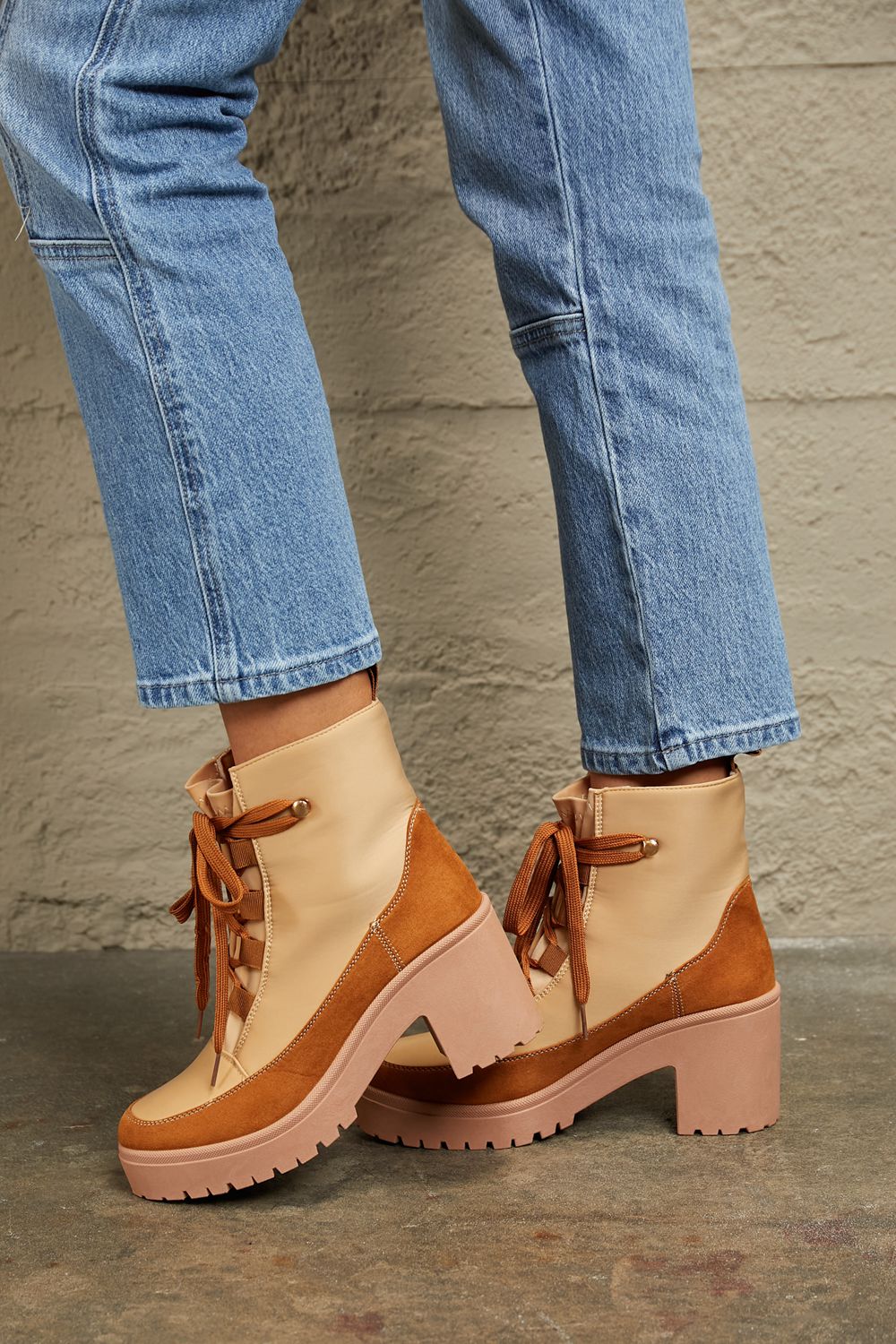 East Lion Corp Lace Up Lug Booties - cas7m