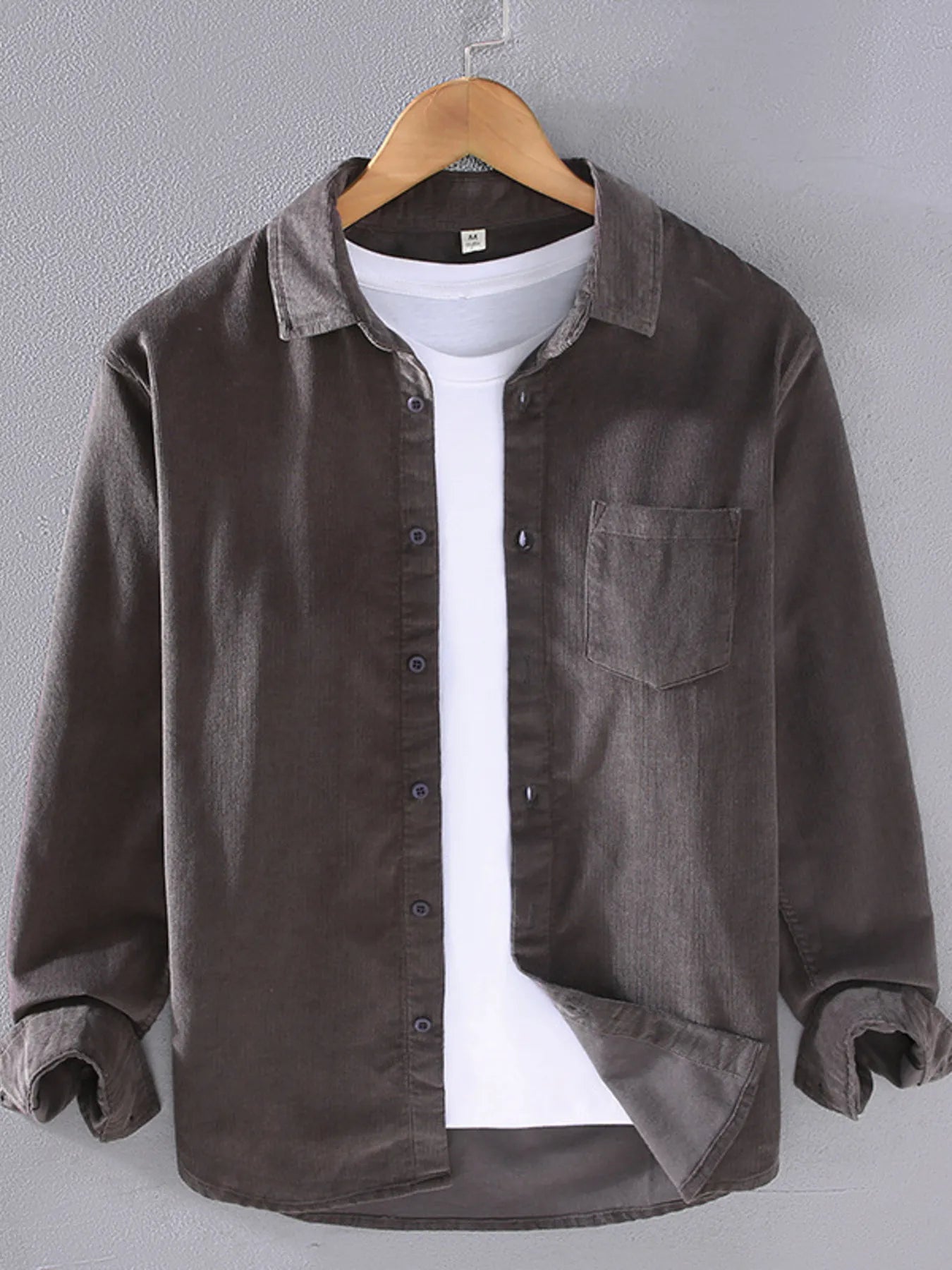 Men's Plus Size Button Up Long Sleeve Shirt - cas7m