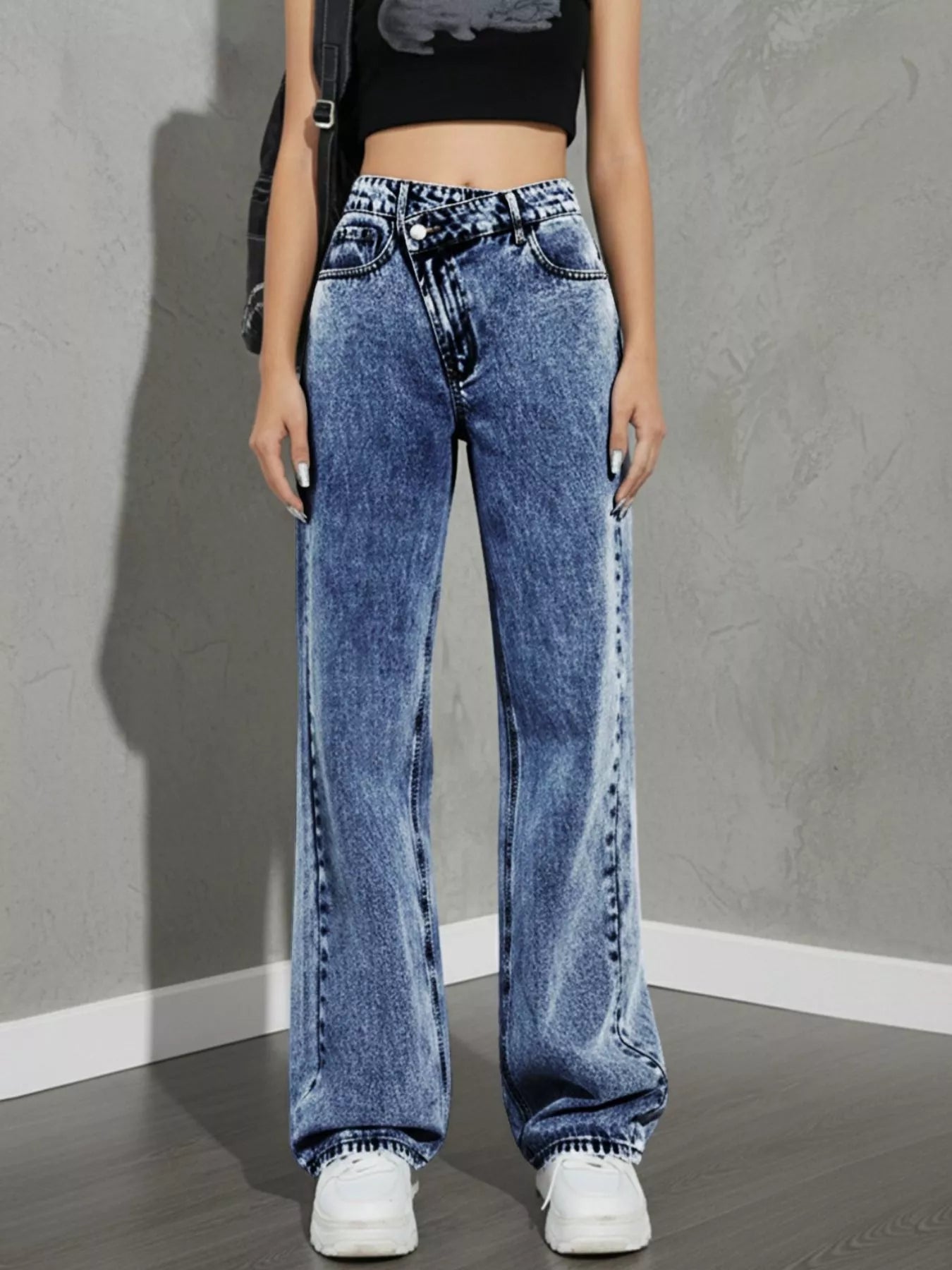 High Waist Wide Leg Jeans - cas7m