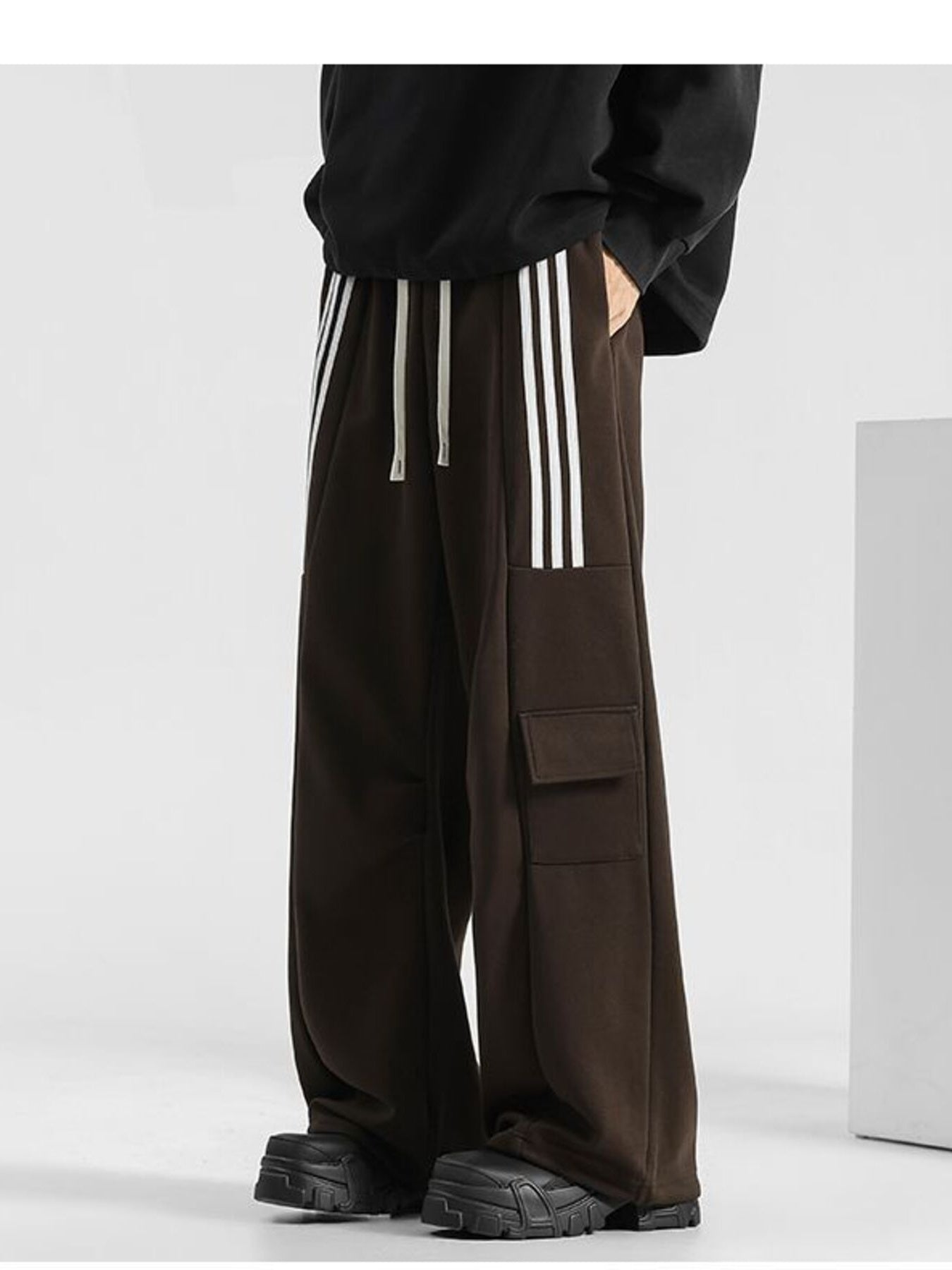 Men's Plus Size Striped Loose-Fit Casual Pants - cas7m