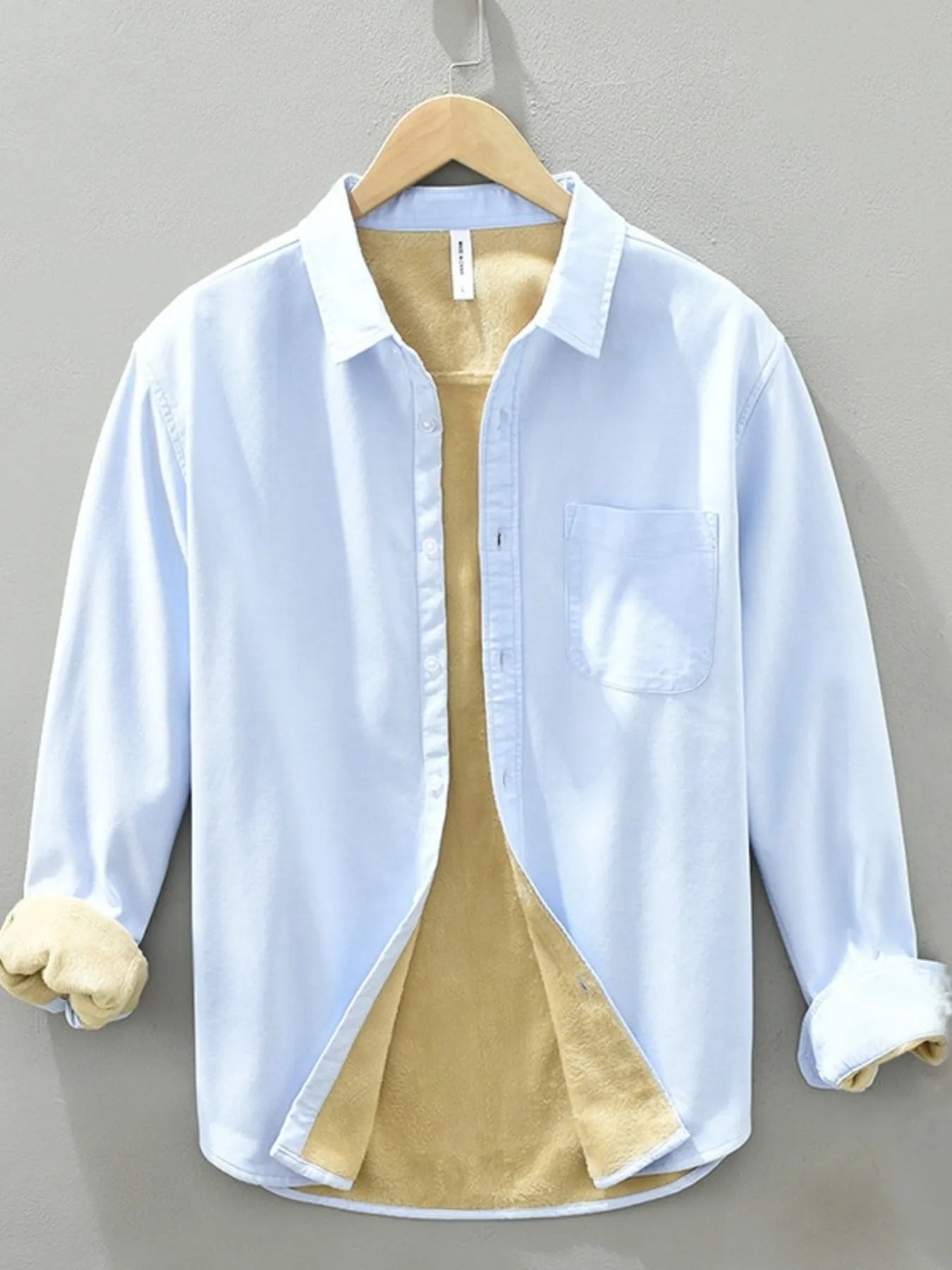 Men's Plus Size Button Up Long Sleeve Shirt - cas7m